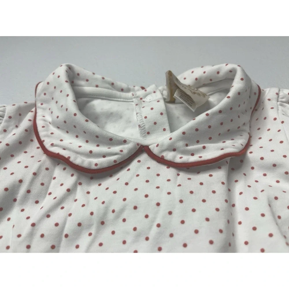 The Beaufort‎ Bonnet Company TBBC White Red Dot Collar Shirt Girls Size 5t